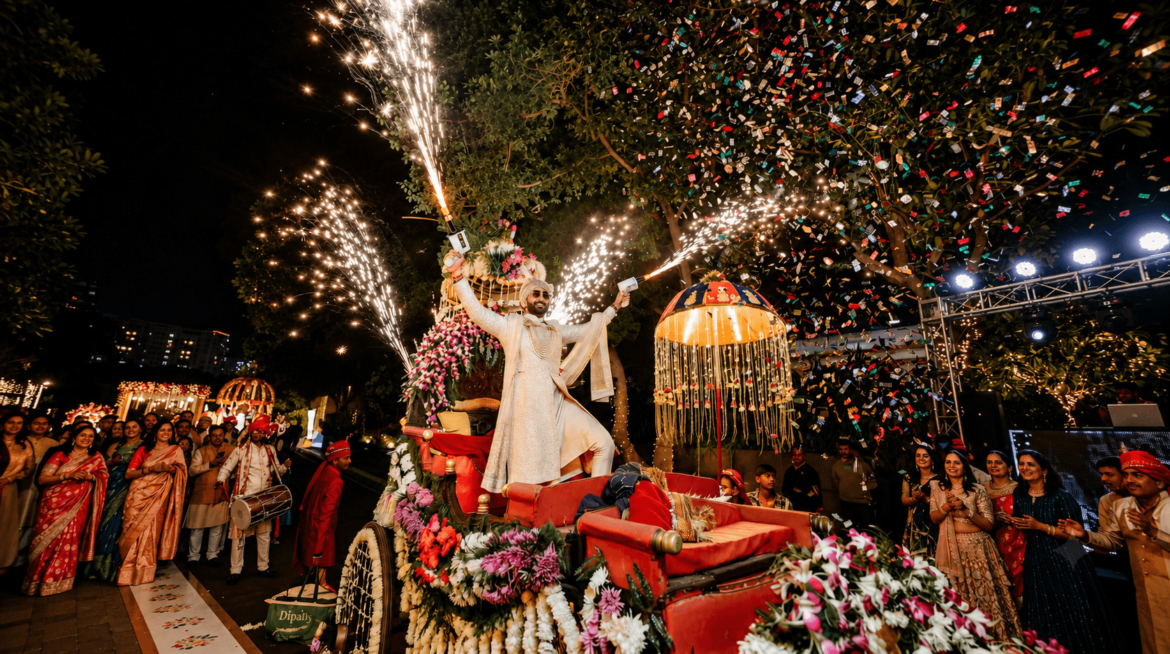 A groom celebrating during a premium Plan My Baraat procession